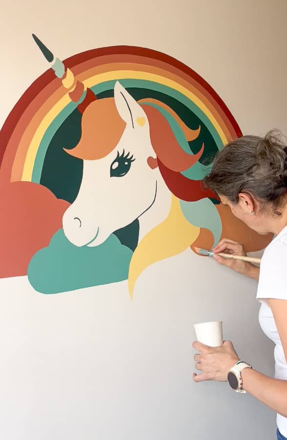 sianali fresque murale licorne chambre enfant terracotta peinture 1
