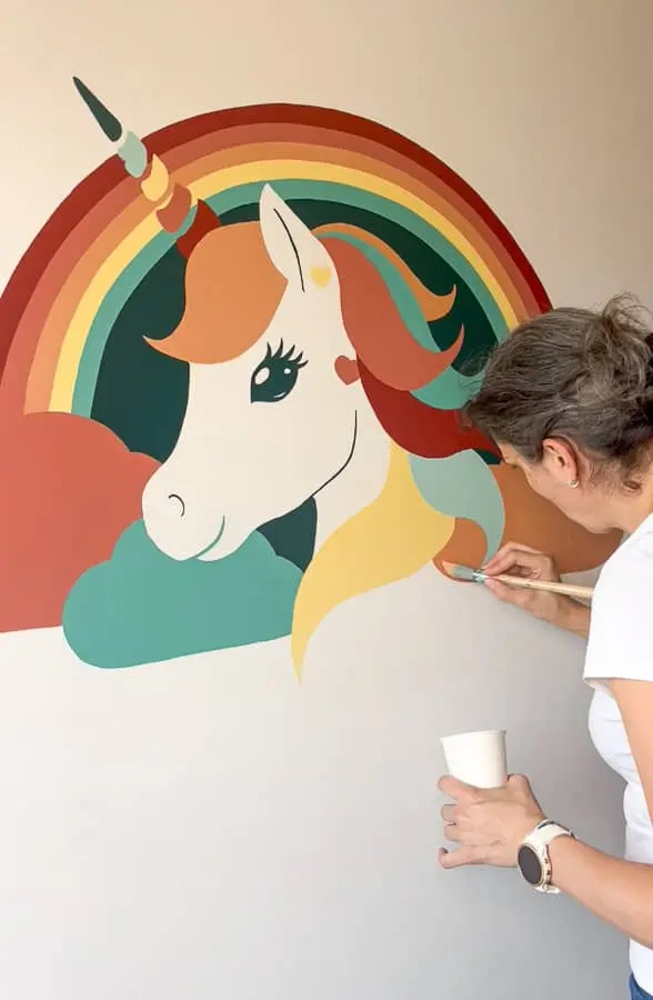 sianali fresque murale licorne chambre enfant terracotta peinture 1