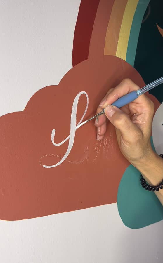 sianali fresque murale licorne chambre enfant terracotta peinture detail